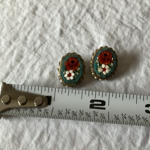 Vintage: Micro Mosaic Clip on Earrings- made in Italy - Picture 10 of 12